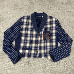 CanvasBacks Blazer Jacket Womens Large Teacher Artsy Boho Cotton Linen Silk USA